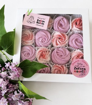 Зефирный микс (клубнично-черносмородиновый) 16pcs 